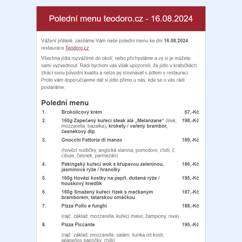 Poledni menu teodoro.cz - 16.08.2024