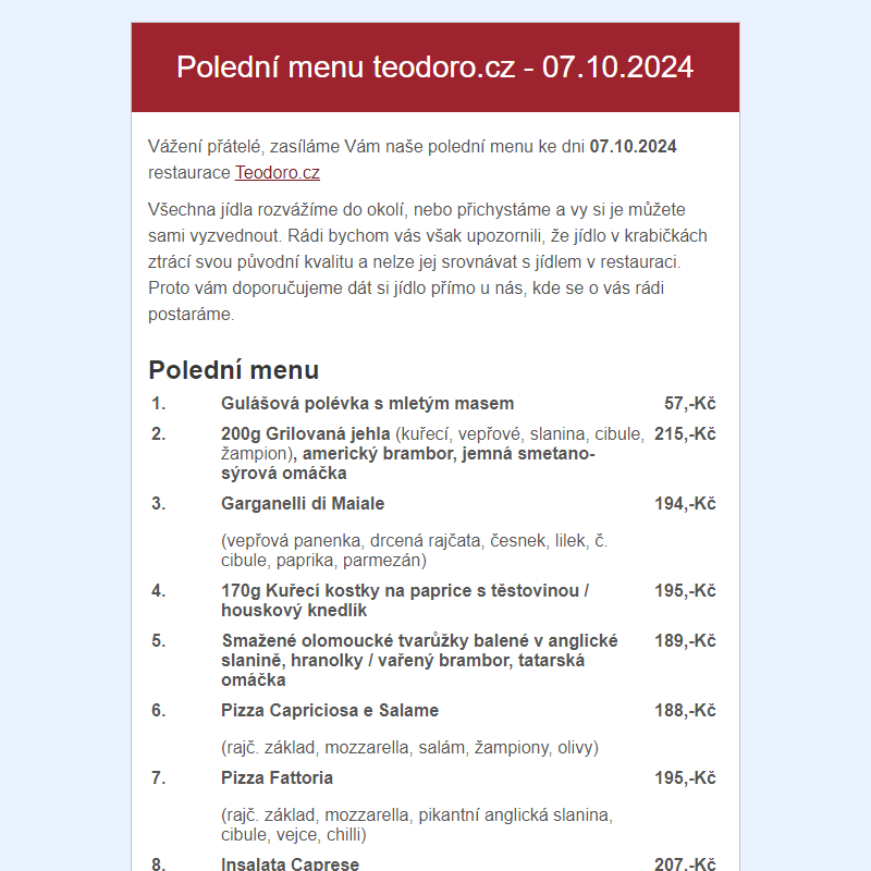 Poledni menu teodoro.cz - 07.10.2024