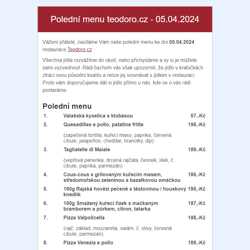 Poledni menu teodoro.cz - 05.04.2024