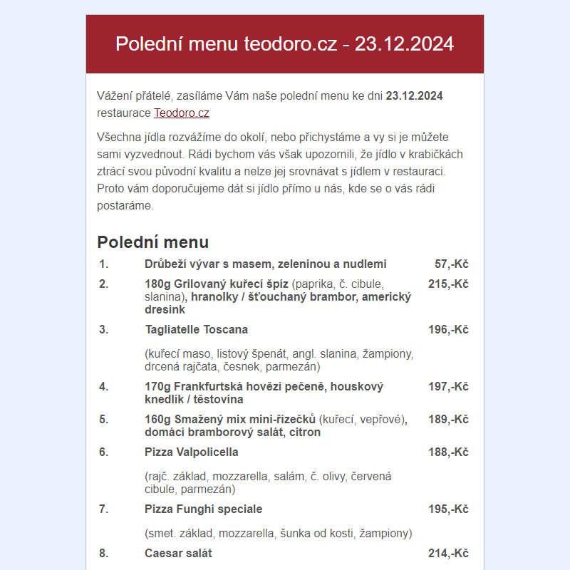 Poledni menu teodoro.cz - 23.12.2024