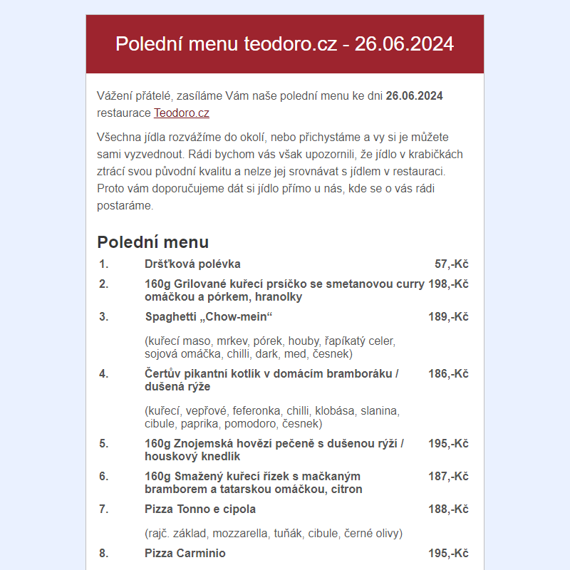 Poledni menu teodoro.cz - 26.06.2024