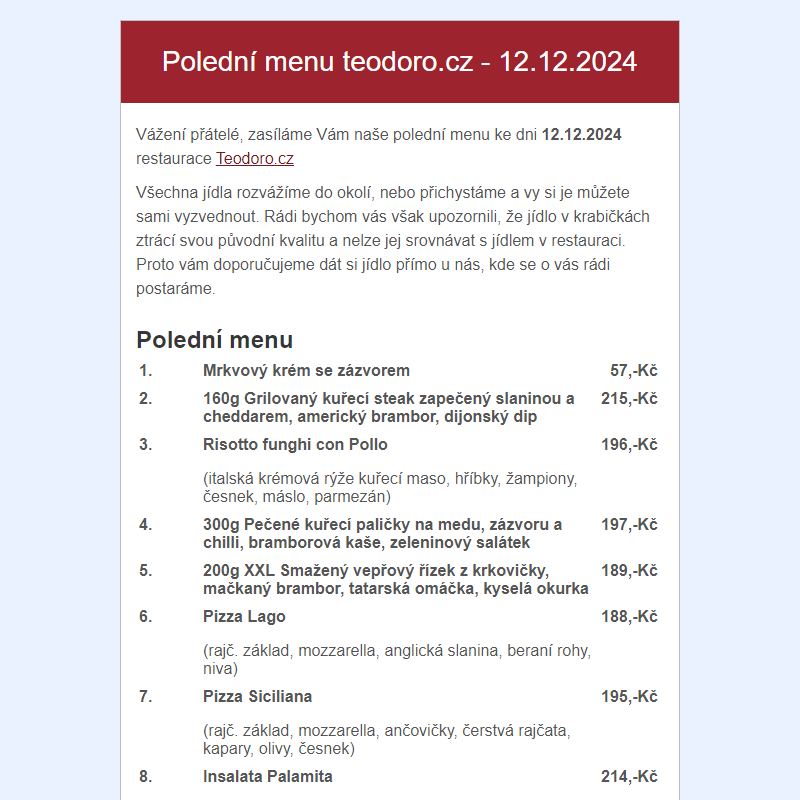 Poledni menu teodoro.cz - 12.12.2024