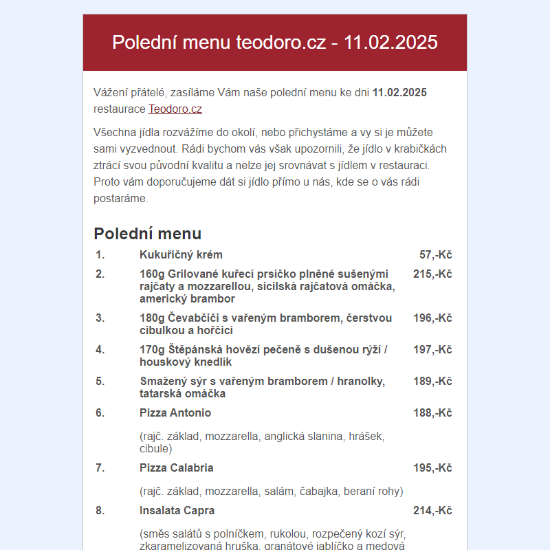 Poledni menu teodoro.cz - 11.02.2025