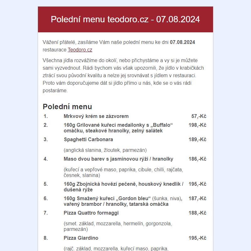 Poledni menu teodoro.cz - 07.08.2024