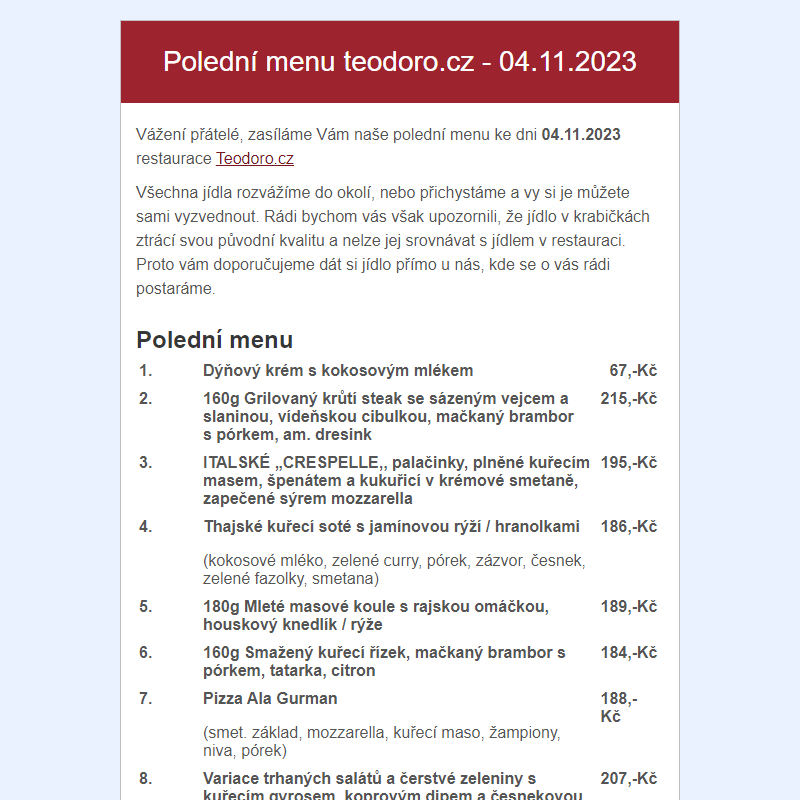 Poledni menu teodoro.cz - 04.11.2023