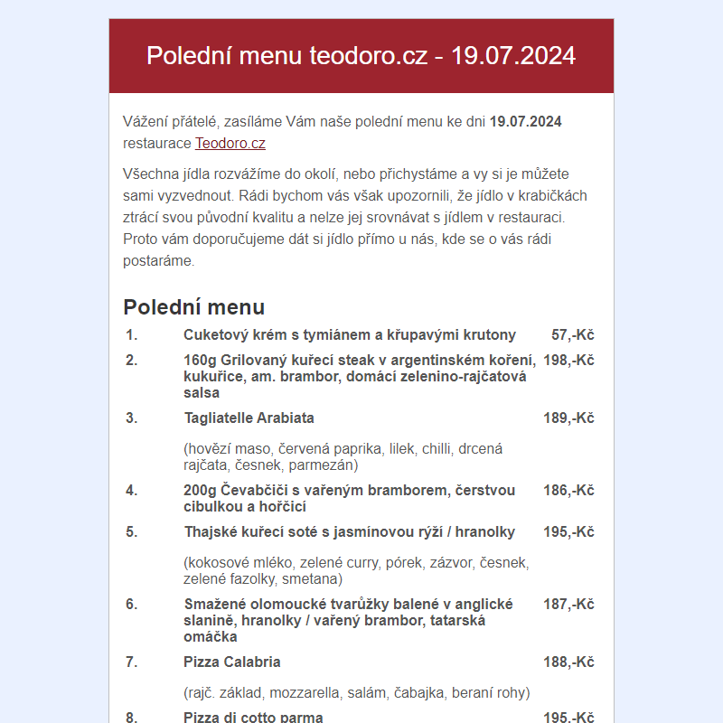 Poledni menu teodoro.cz - 19.07.2024