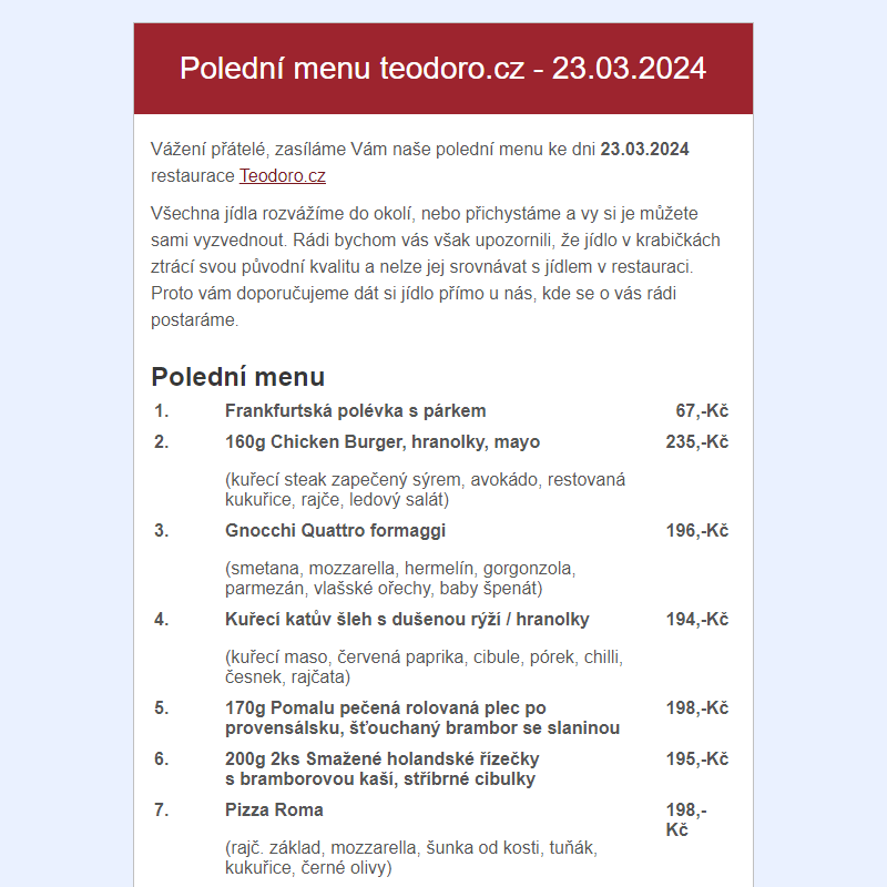 Poledni menu teodoro.cz - 23.03.2024