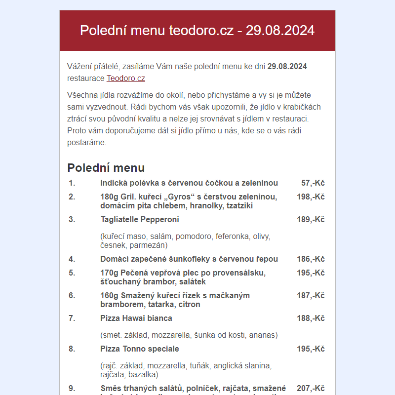 Poledni menu teodoro.cz - 29.08.2024