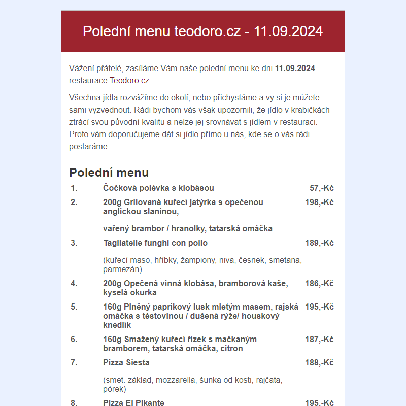 Poledni menu teodoro.cz - 11.09.2024