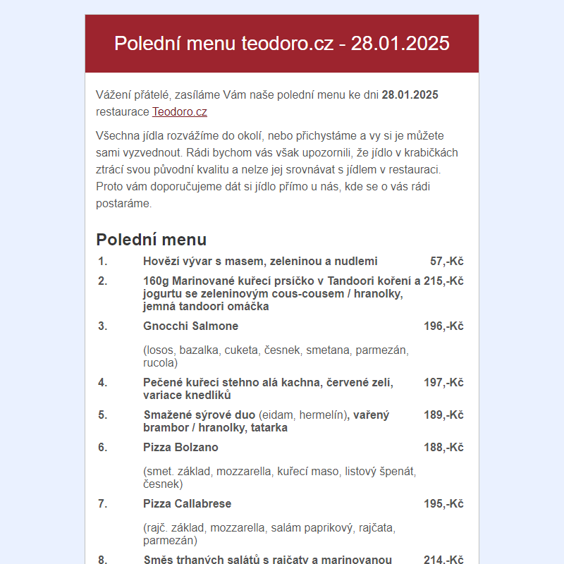 Poledni menu teodoro.cz - 28.01.2025