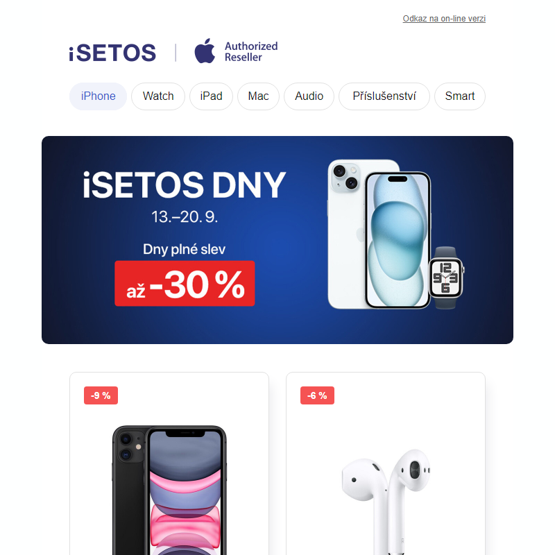 Nezmeškejte až 30% slevy s iSetos DNY!