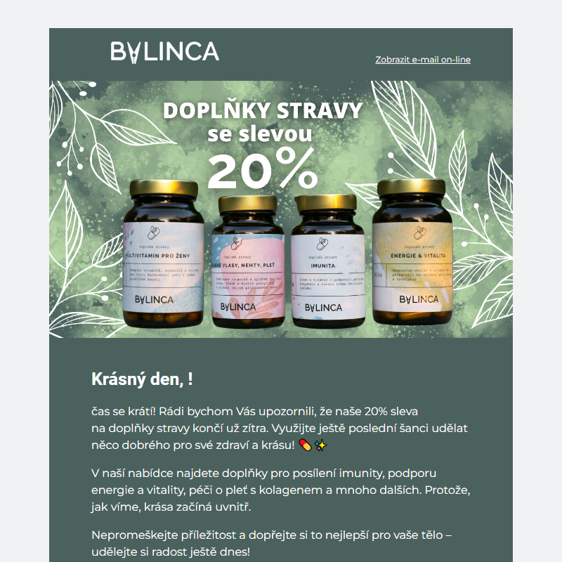 Poslední šance _ 20 % sleva na všechny doplňky stravy! _