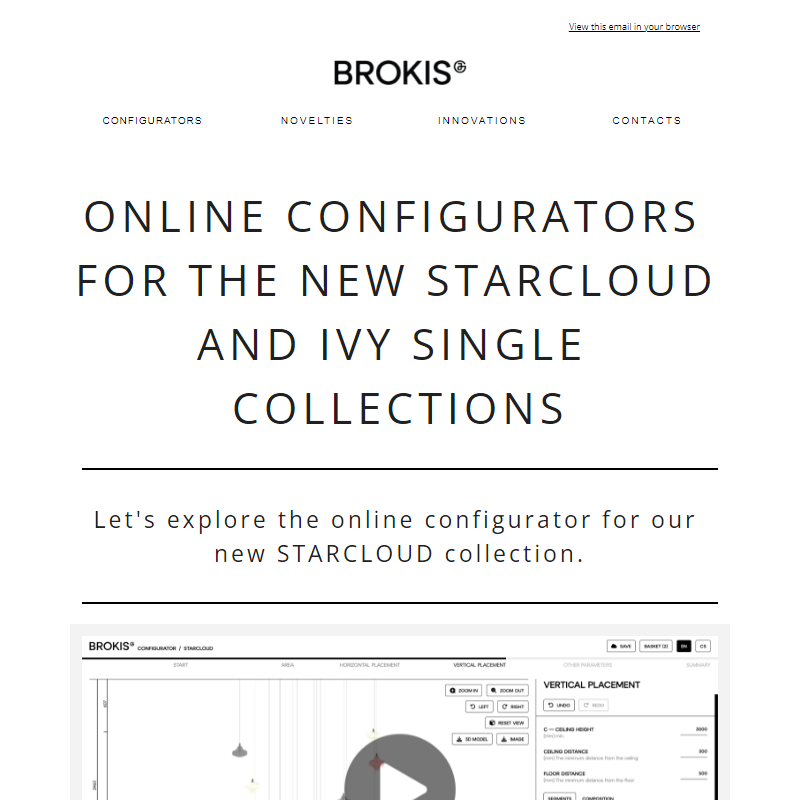 BROKIS Configurators for Starcloud and Ivy Single collections