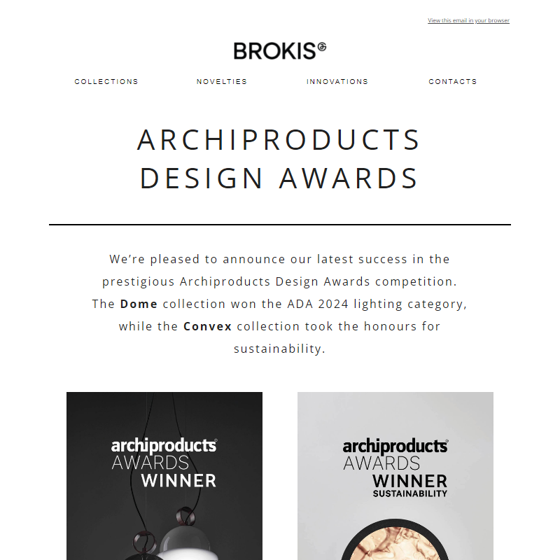 BROKIS wins Archiproducts Design Awards once again