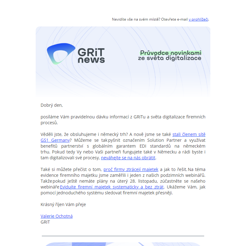 GRiT News: Evidujte firemní majetek systematicky a bez ztrát a další novinky