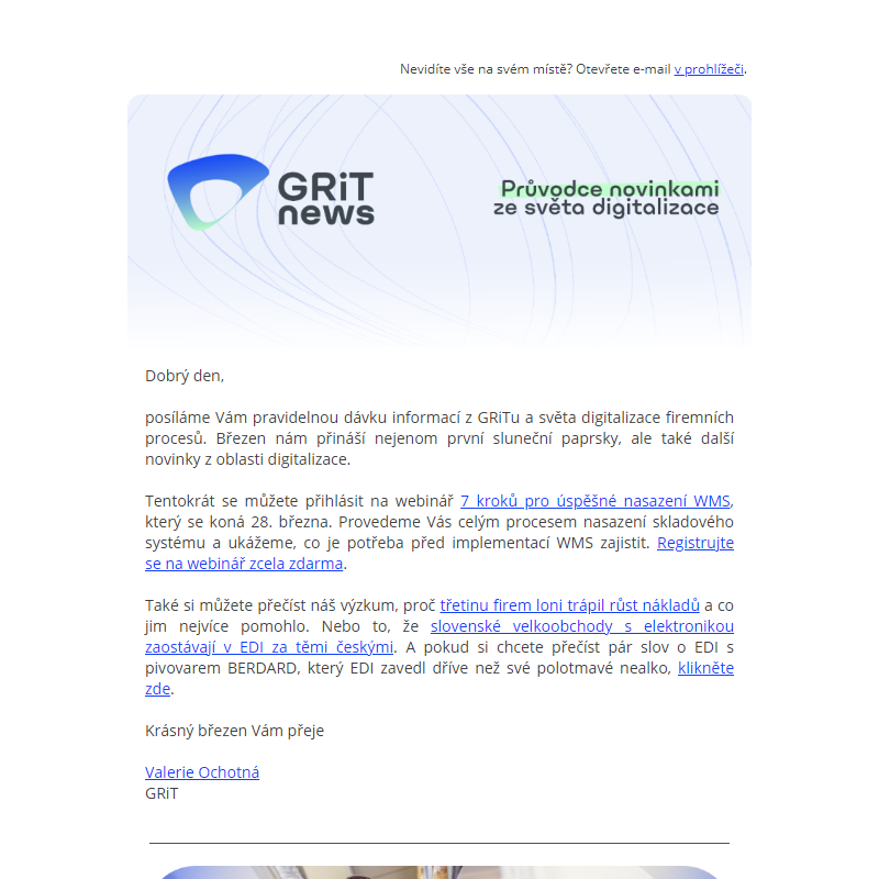 GRiT News: Webinář 7 kroků pro úspěšné nasazení WMS a další novinky