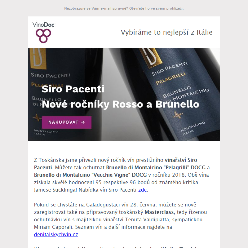 _ Nový ročník vín Brunello od Siro Pacenti! + _Masterclass Vino Nobile di Montepulciano!