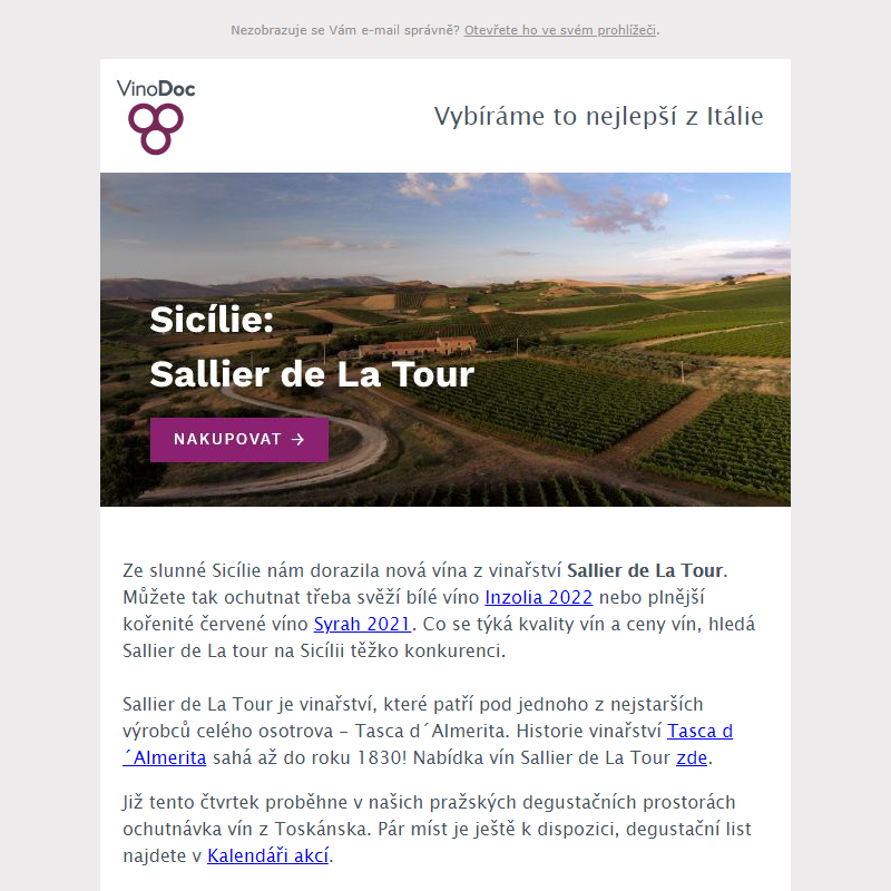 _Sallier de La Tour: Sicilská vína za báječné ceny! _Čtvrteční degustace toskánských vín!