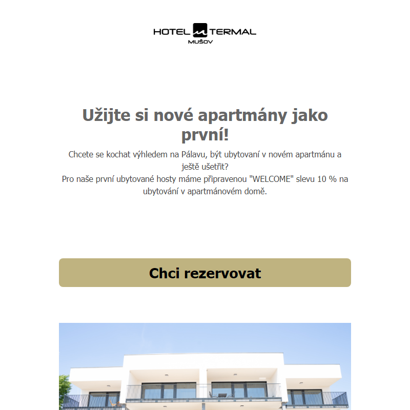 Nově otevřené apartmány Římský Vrch