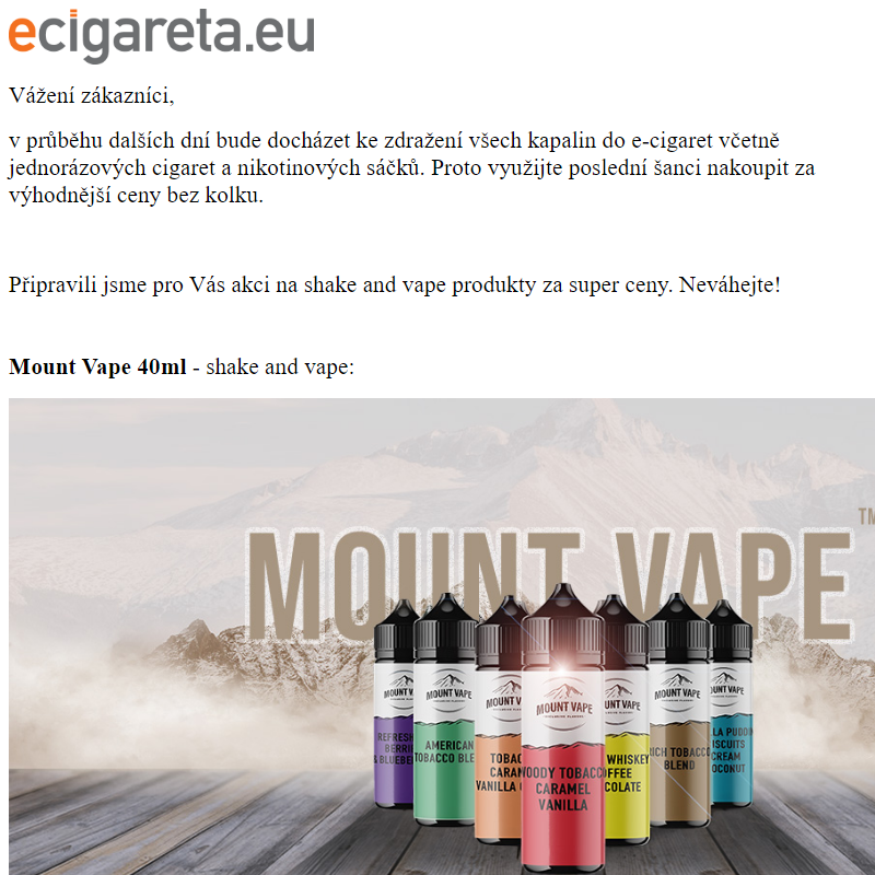 Zdražení e-cigaret! Využijte jednu z posledních možností nakoupit za levnější ceny!