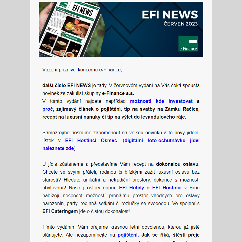 Červnové vydání EFI NEWS