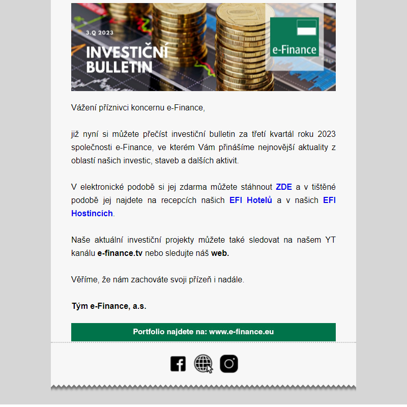 Investiční Bulletin e-Finance za 3.Q 2023