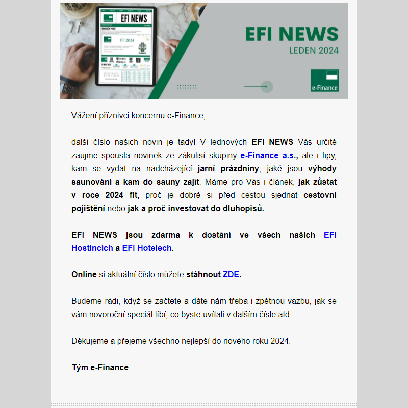 Přečtěte si novoroční speciál EFI NEWS