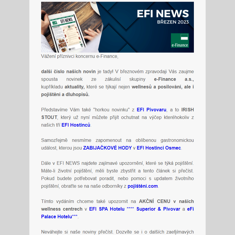 e-Finance přináší březnové EFI NEWS