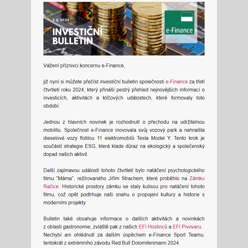 Investiční Bulletin e-Finance za 3.Q 2024