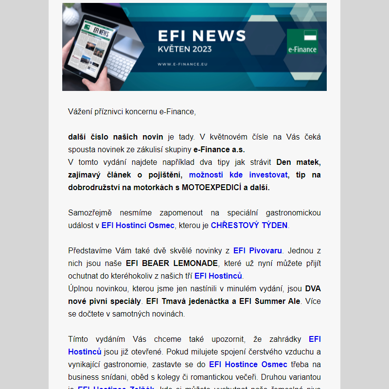 Květnové vydání EFI NEWS