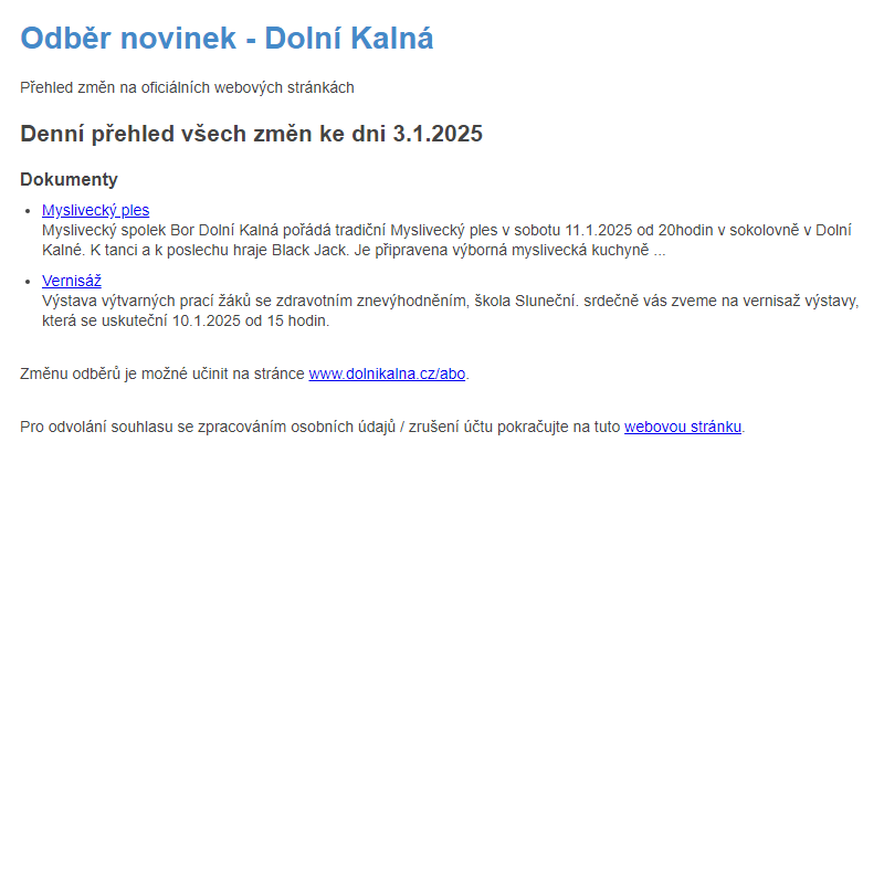 Odběr novinek ze dne 3.1.2025