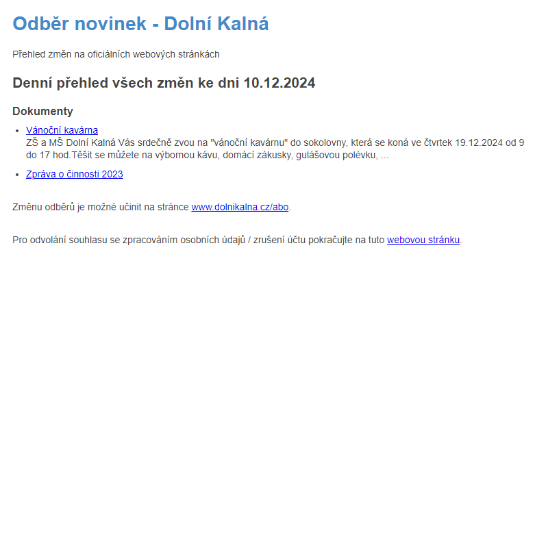 Odběr novinek ze dne 10.12.2024