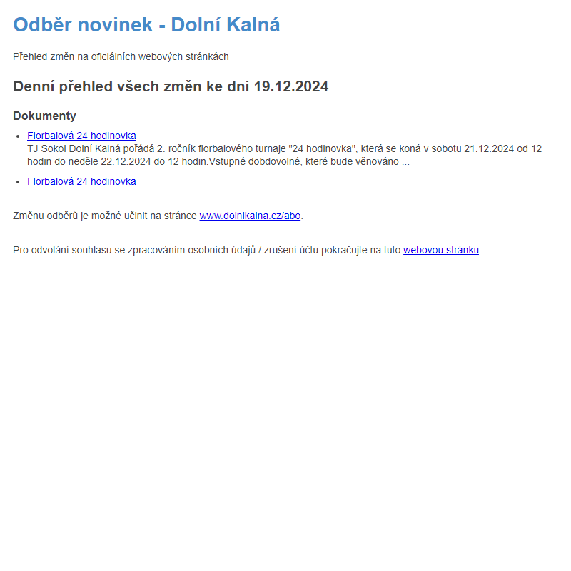 Odběr novinek ze dne 19.12.2024