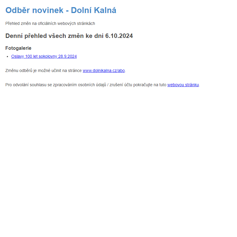 Odběr novinek ze dne 6.10.2024