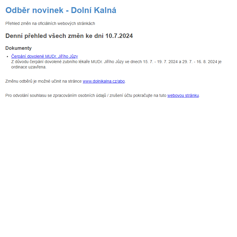 Odběr novinek ze dne 10.7.2024