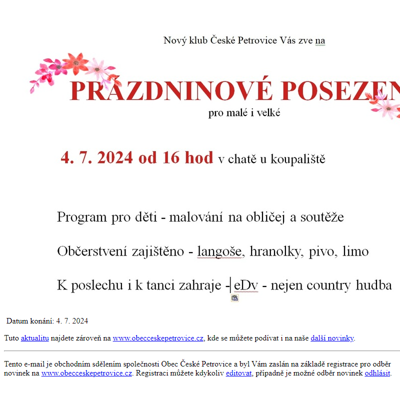 Prázdninové posezení 4. července 2024