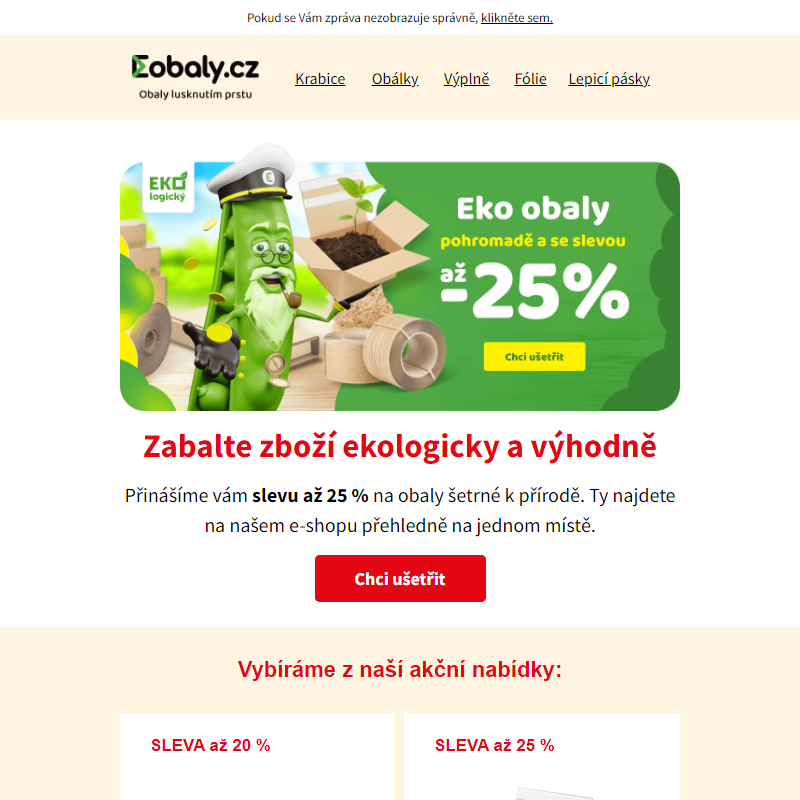 Zabalte vaše zboží ekologicky a se slevou až 25 %