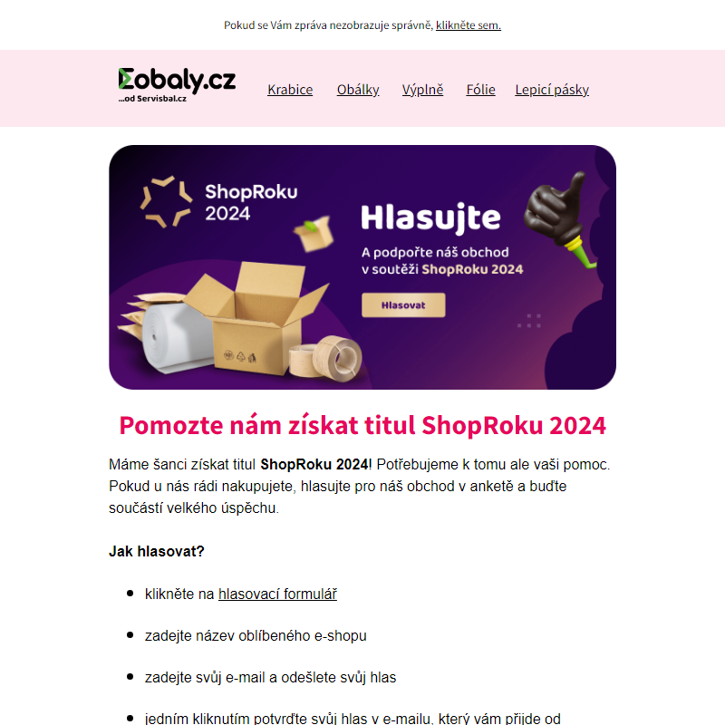 Podpořte náš e-shop v anketě ShopRoku 2024.