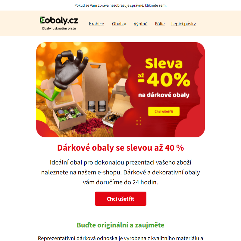 Dekorativní a dárkové obaly | sleva až 40 %