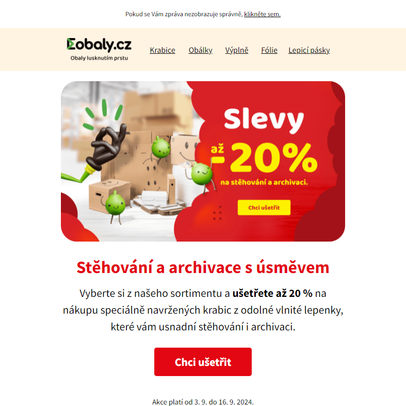 Stěhujte a archivujte se slevou až -20 %