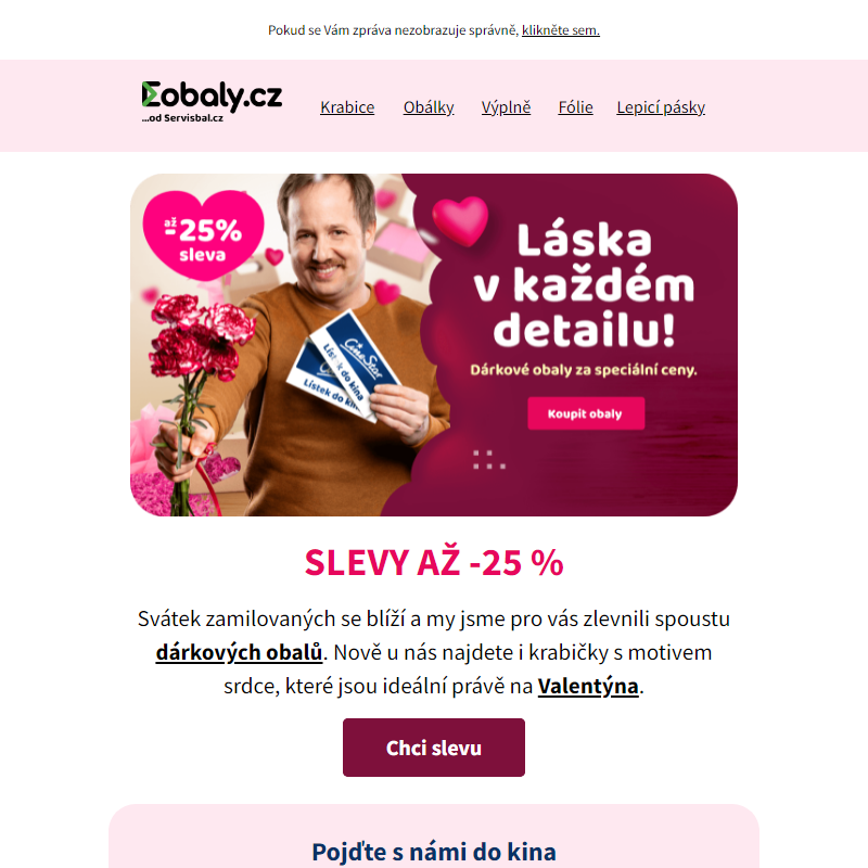 Připravte se na Valentýna. Sleva až 25 % na dárkové obaly.