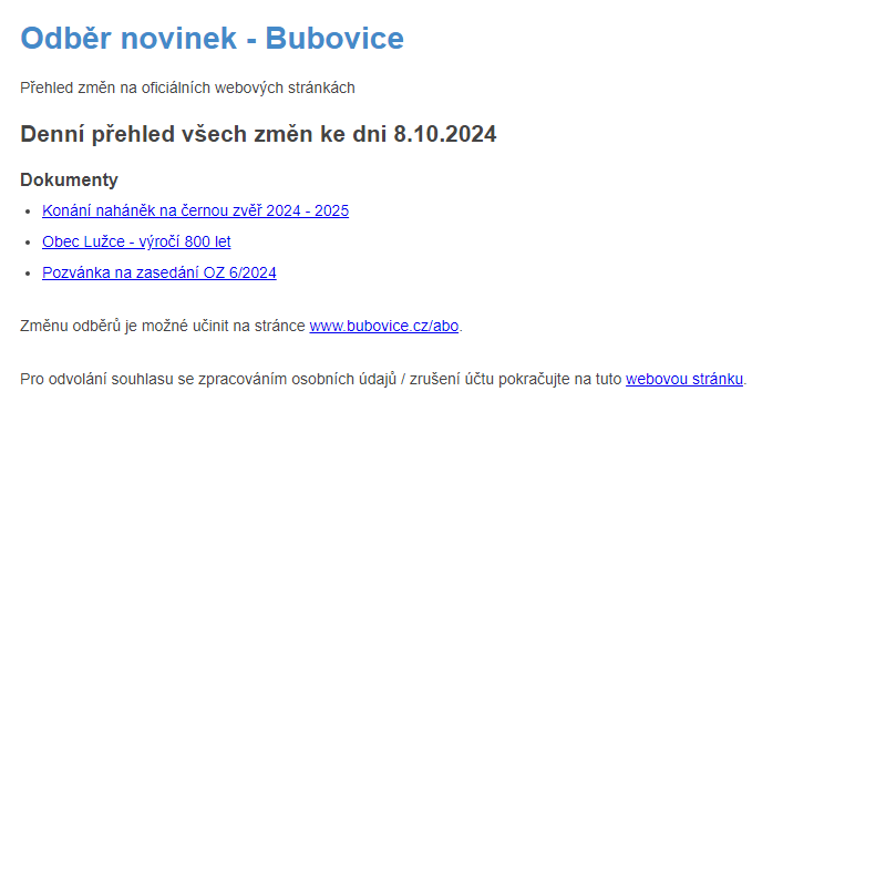 Odběr novinek ze dne 8.10.2024