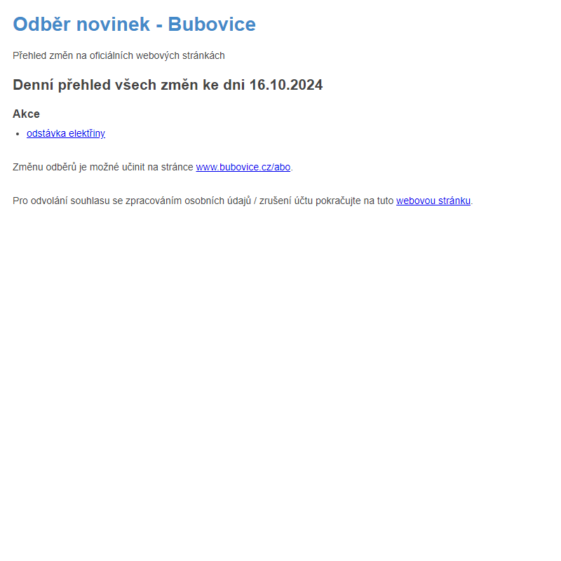 Odběr novinek ze dne 16.10.2024