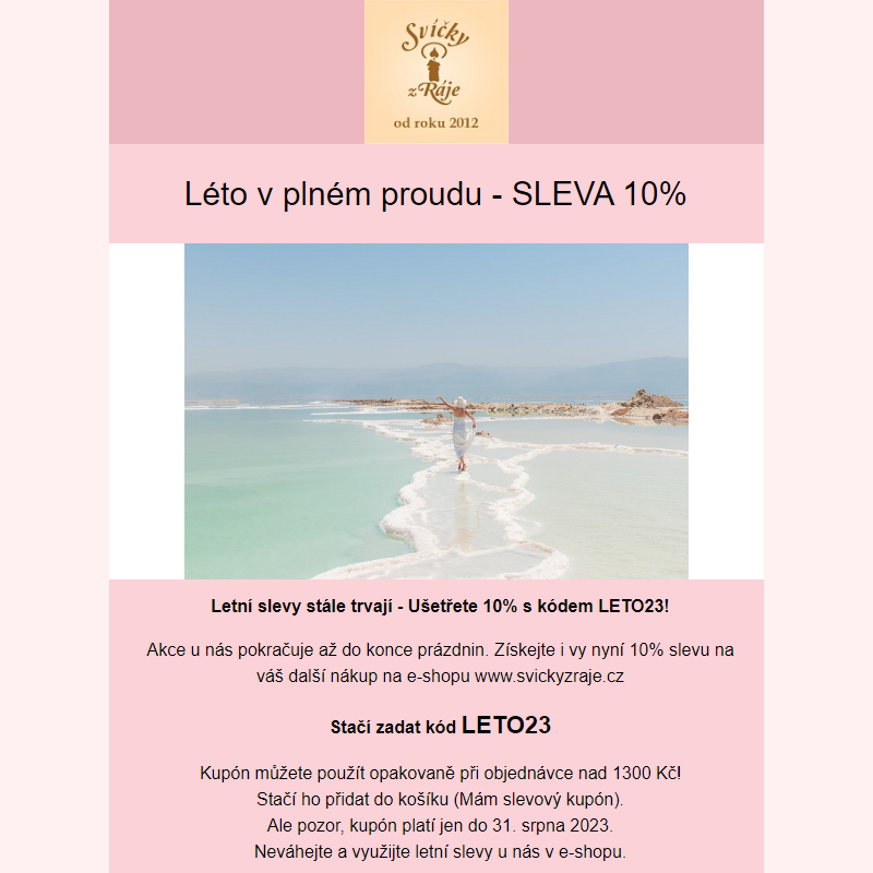 Léto v plném proudu - SLEVA 10% na e-shopu Svíčky z Ráje