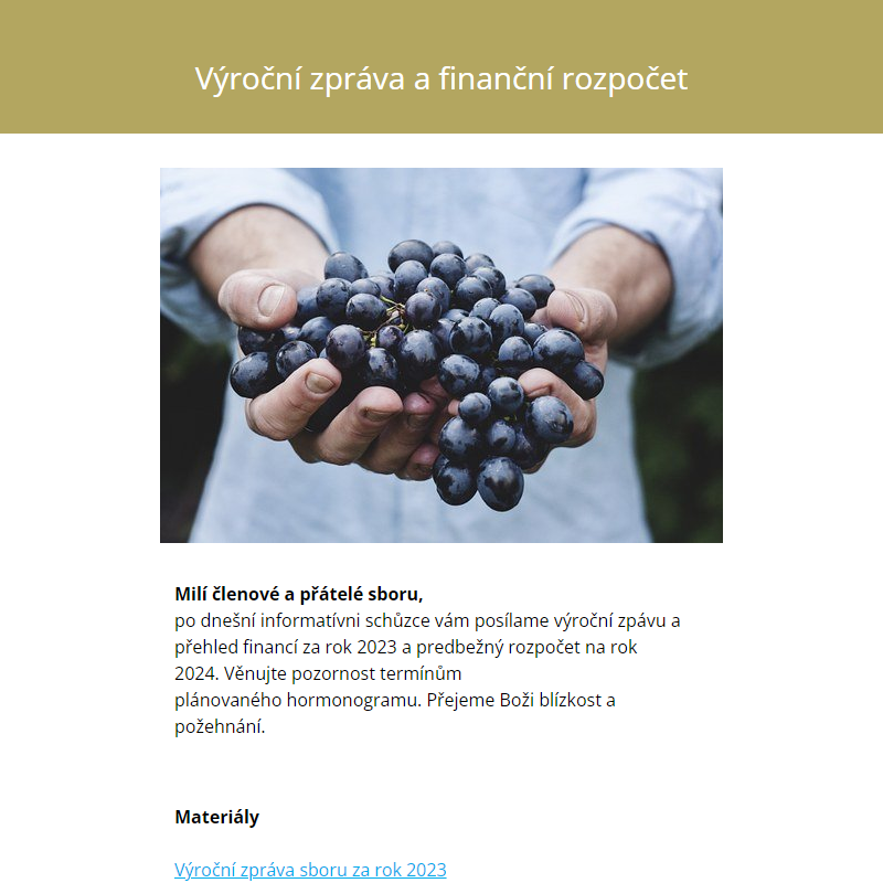 Výroční zpráva a finanční rozpočet za rok 2023