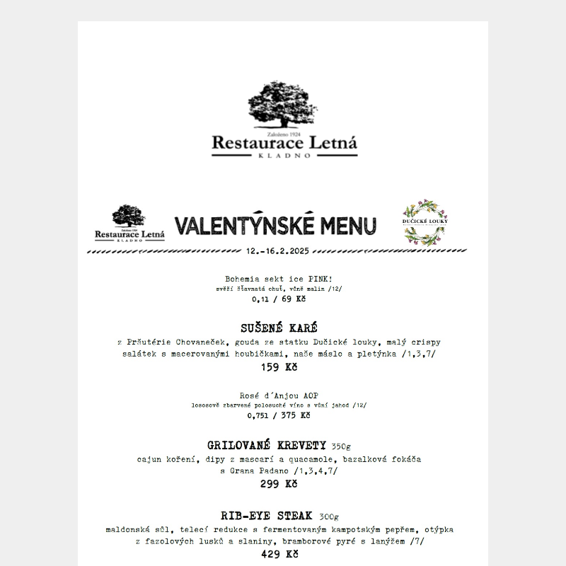 Valentýnské menu