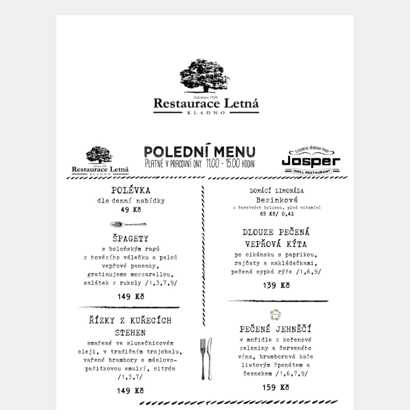 Podzimní menu restaurace Letná