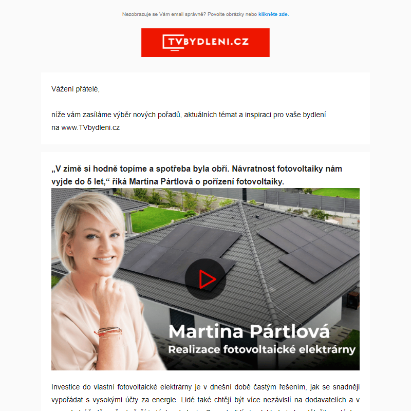Martina Pártlová o realizaci fotovoltaické elektrárny: „Návratnost nám vyjde do 5 let!“