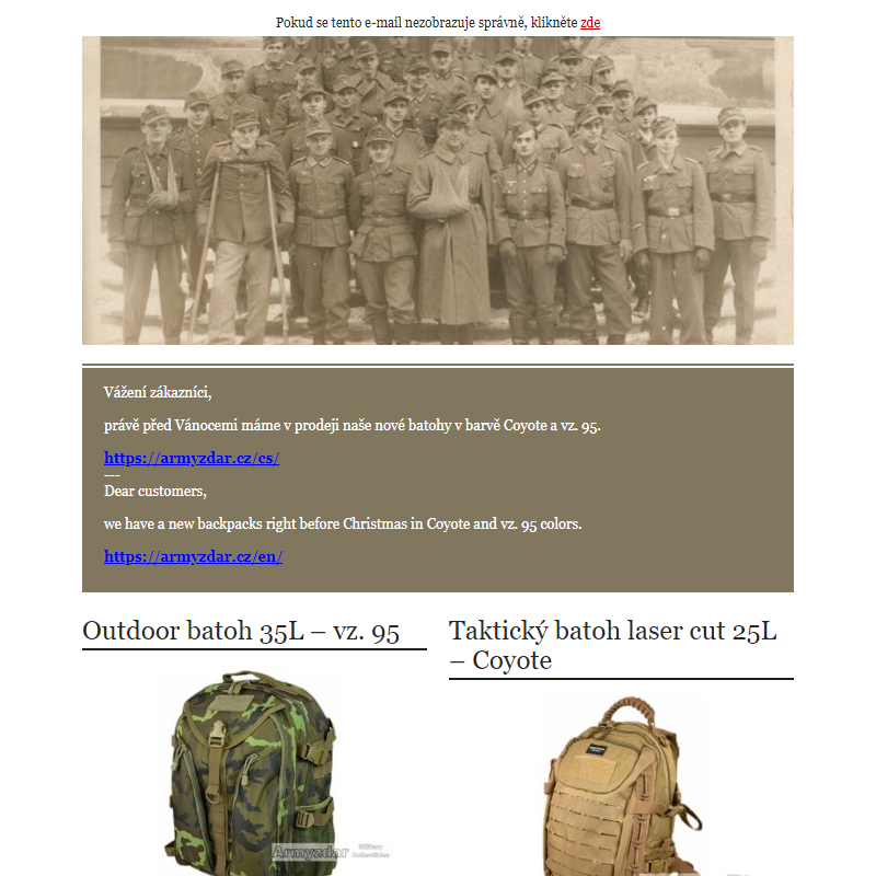 Newsletter Armyzdar Batohy / Backpacks