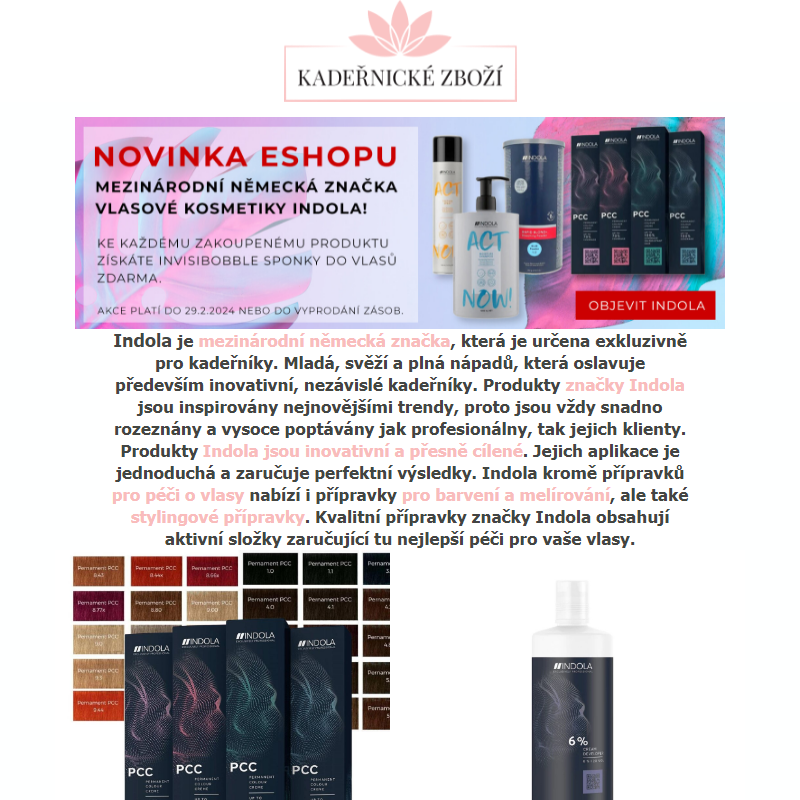Novinka eshopu - mezinárodní německá značka vlasové kosmetiky INDOLA!